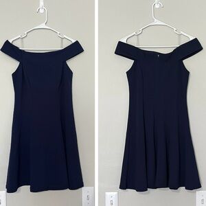 Teeze Me Off-Shoulder Navy Fit-and-Flare Mini Dress - Size Medium